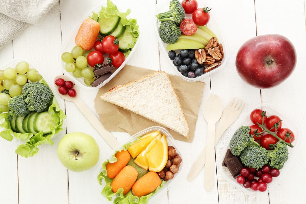 Healthy food. Lunch box on the table